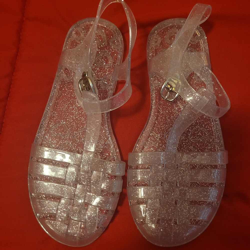 Clear Glitter Jelly Sandals